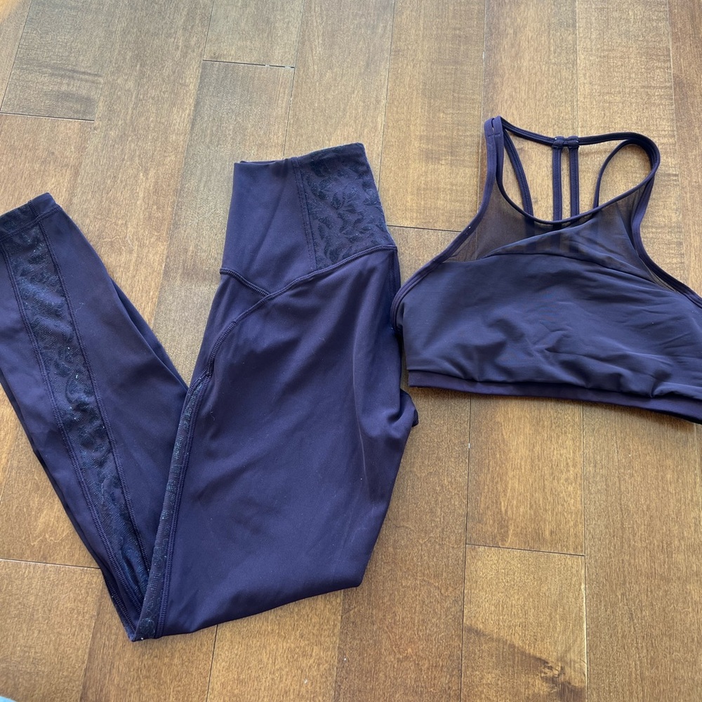 *MATCHING SET* Lululemon purple lace legging and sports bra set